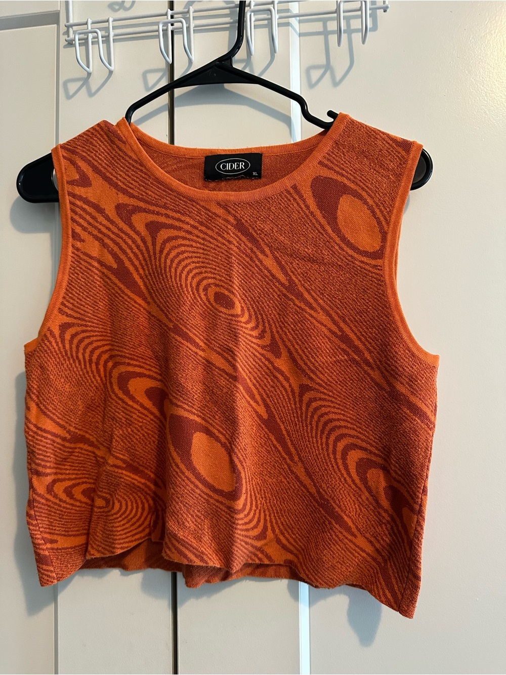 Cider Orange Abstract Swirl Sleeveless Knit Tank